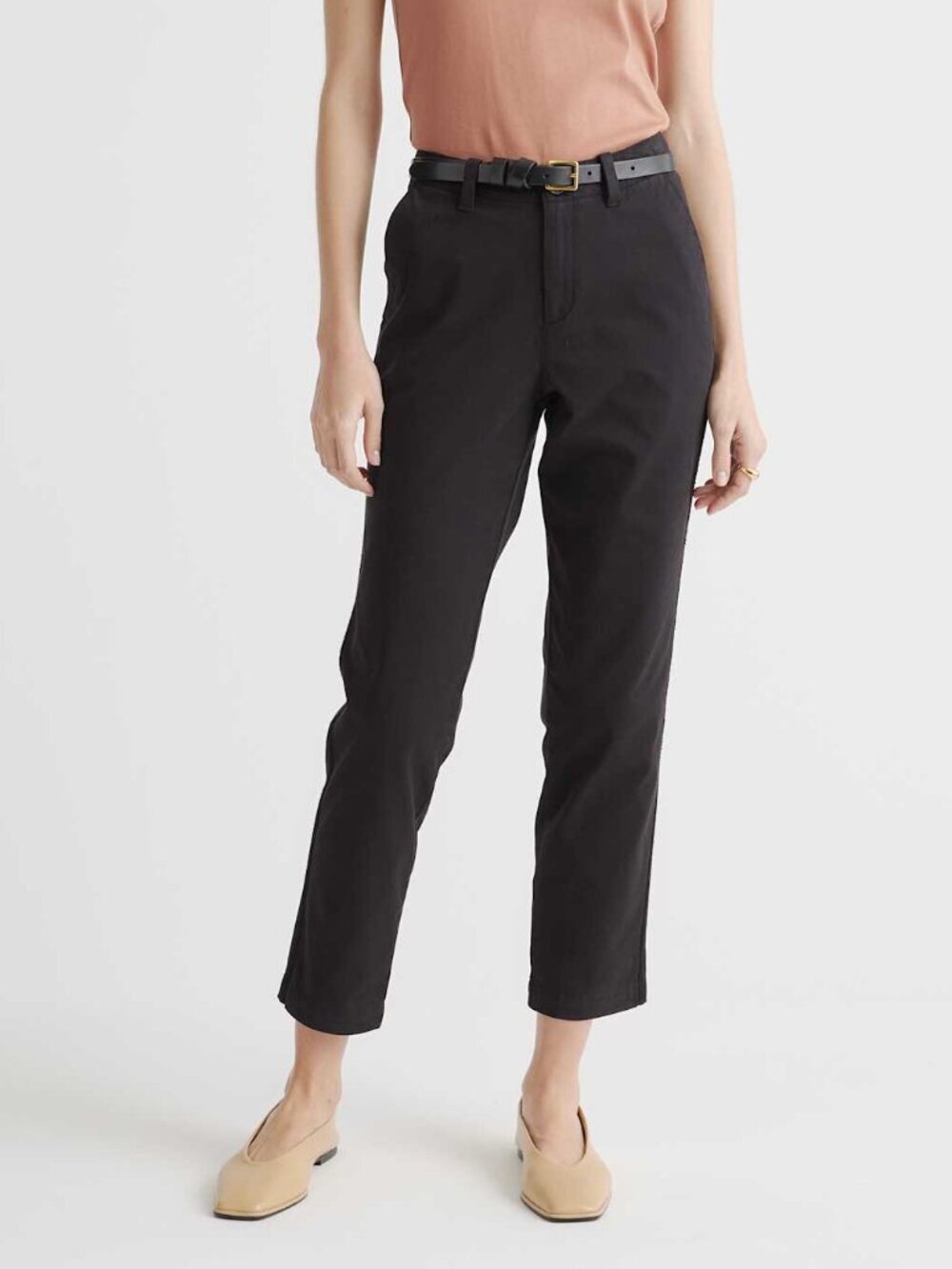 New! Quince Black Stretch Cotton Twill Girlfriend Chino Pants 27 54743